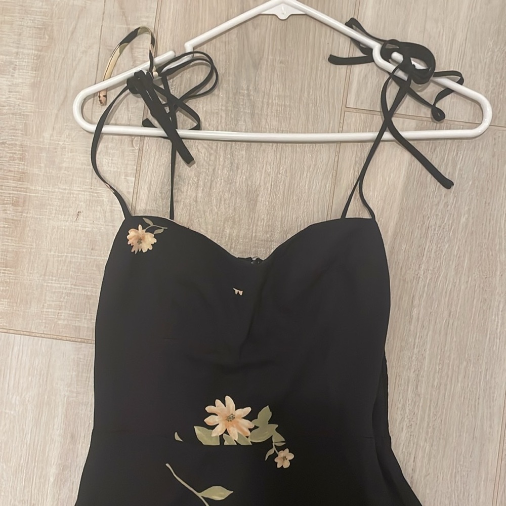 Reformation Black Floral Midi Dress Size - Picture 2 of 5